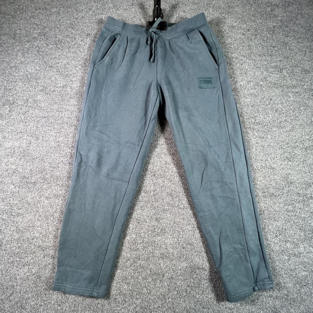 Puma Way 1 De-91074 Sweatpant Men's L Green Cotton Fleece-Lined Running Training